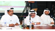 FROM LEFT: Jamal Faiz from the Public Libraries section of the Ministry of Culture and Sports, Ibrahim Al Sayed, Director of Doha Book Fair, and Hamad Al Zakiba, Director of Publication Department during the press conference at the Ministry yesterday. Pic