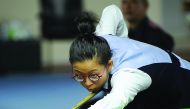 Action from the IBSF World Snooker Championship at Al Sadd Stadium in Doha yesterday.