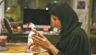 Qatari artist Hana Al Saadi working on a sculpture during the first open studio evening at the Fire Station on Thursday