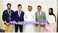 Dr Hassan Al Derham, President of Qatar University, and other participants at the Taqadam conference in Doha yesterday.