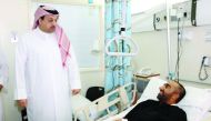 Minister of State for Defence affairs H E Dr Khalid bin Mohammed Al Attiyah paid a visit to cadet Badr Al Beloushi, who was injured during performing National Service. The Minister wished quick recovery for the injured cadet. 