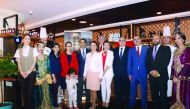 The wife of Turkish Ambassador Ahmet Demirok (fifth left) with Shangri-La Doha officials and staff at the launch of Turkish food festival at Sridan restaurant. 
Pic: Salim Matramkot/ The Peninsula