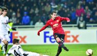 Manchester United's Henrikh Mkhitaryan kicks to score a goal against FC Zorya Luhansk during their UEFA Europa League match at the Chornomorets Stadium in Odessa, Ukraine on Thursday.