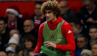 Manchester United's Marouane Fellaini warms up. (Reuters / Jason Cairnduff / Livepic)