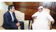 Minister of Transport and Communications H E Jassim Saif Ahmed Al Sulaiti with Tunisian Minister of Communication Technologies and Digital Economy Dr Mohamed Anouar Maarouf. They discussed several topics of common interest in the fields of communications 