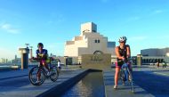 Rebecca Grace and Aday Alvarez Diez de Ulzurrun from TriClub Doha, who are taking part in the inaugural Doha Triathlon.