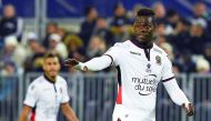 Nice's Italian forward Mario Balotelli gestures during their Ligue 1 match against Bordeaux at the Matmut Atlantique Stadium in Bordeaux, France on Wednesday.