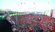 President Recep Tayyip Erdogan speaks to citizens in Tire district of Izmir, Turkey, yesterday.