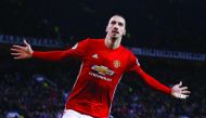 Manchester United's Zlatan Ibrahimovic celebrates after scoring a goal against Sunderland during their Premier League Match at Old Trafford in Manchester, England, on Monday. 