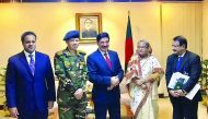 H E Dr Hamad bin Abdulaziz Al Kawari with Bangladesh Prime Minister Sheikh Hasina Wajed in Dhaka.