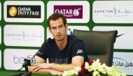 Andy Murray of Great Britain attends a press conference on the eve of the Qatar ExxonMobil Open at the Khalifa International Tennis Complex in Doha yesterday.