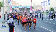File picture of runners participating in the fourth annual Ooredoo Marathon on the Corniche in 2016. 