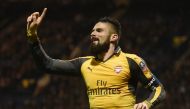 Arsenal's Olivier Giroud gestures to the assistant referee after having a goal disallowed for offside. (Reuters / Andrew Yates Livepic)