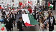 File photo of Members of the Palestine community in Chile hold up a Palestine flag during a rally for peace in Gaza in Valparaiso, northwest of Santiago (Reuters) 