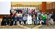 Ali Al Hitmi, President of Qatar Gymnastics Federation (centre)  poses for a photograph with the participants of the FIG International Judges Course and FIG officials in Doha yesterday. The two-day course saw 45 judges from Jordan, Egypt, Syria, Tunisia, 