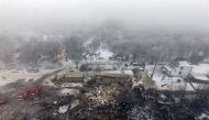 Aerial view show the site of a cargo plane crash near Bishkek, Kyrgyzstan on January 16, 2017.( Stringer - Anadolu Agency )
