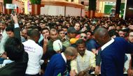 Crowds waiting to enter the new Sharaf DG Store in the Mall of Qatar yesterday. Pic: Qassim Rahmatullah/ The Peninsula