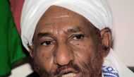 This file photo taken on January 26, 2010 shows Sudanese opposition leader and ex-prime minister Sadiq al-Mahdi speaking during a press conference in Khartoum. Mahdi returned to the country on January 26, 2017, more than two years after he fled abroad, hi