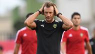 Morocco's French national football team coach Herve Renard takes part in a training session in Port-Gentil on January 27, 2017, during the 2017 Africa Cup of Nations football tournament in Gabon. / AFP / Justin TALLIS
