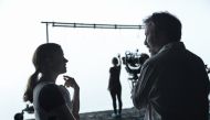 Amy Adams and director Denis Villeneuve on the set of the film ‘Arrival’. (Paramount Pictures)
