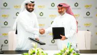 Abdulla Al Mehshadi (right), CEO of Msheireb Properties, and Jaber Al Ansari, GCEO of Novo, at the agreement signing ceremony.