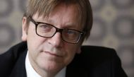 Guy Verhofstadt, former Belgian prime minister and leader of the liberals in the European Parliament, looks on during the Reuters Future of the Euro Zone Summit in Brussels February 26, 2013. REUTERS/Francois Lenoir