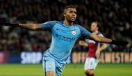 Manchester City's Gabriel Jesus celebrates scoring their third goal. Reuters / John Sibley

