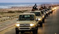 A video grab apparently showing members of the Islamic State  militant group parading in a street in Libya's coastal city of Sirte (AFP file photo)