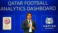 Professor Valter Di Salvo, Director of Football Performance & Science speaks during the launch of the Qatar Football Analytics Dashboard (QFAD) at Aspire Academy yesterday. 