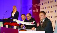 Qatar Airways Group Chief Executive Akbar Al Baker (centre) at the ITB press conference.