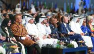 Prime Minister and Interior Minister H E Sheikh Abdullah bin Nasser bin Khalifa Al Thani at the opening session of the World Government Summit (WGS 2017) in Dubai yesterday. Prime Minister of the United Arab Emirates and Ruler of Dubai H H Sheikh Mohammed