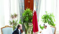 Emir H H Sheikh Tamim bin Hamad Al Thani met at Emiri Diwan with Chairman and Chief Executive Officer of Cisco Systems Inc, John T Chambers, and his accompanying delegation, who called upon the Emir to greet him on the occasion of their visit to Qatar. Ta