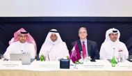 Abdullah bin Hamad Al Attiyah (second left), Chairman of Abdullah Bin Hamad Al Attiyah International Foundation for Energy & Sustainable Development; Sheikh Faisal bin Fahad Al Thani (right), Deputy Managing Director of Maersk Oil; Dr Khalid Al Jaber (lef