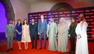 Ooredoo Qatar CEO Waleed Al Sayed, and MBC GROUP ceo Sam Barnett along with celebrities and members of the team at the launch of MBC+ Ooredoo Channel in Doha.