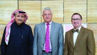 (From left) Acting Chief of Medical Informatics at Sidra Dr. Khalid Alyafei; Paul Casterton and Chief Information Officer; Mike LeRoy pose after the clinic received HIMSS certification.