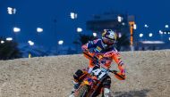 Pauls Jonass of Latvia in action during the season's opening MX2 World Championship at Losail International Circuit yesterday. 