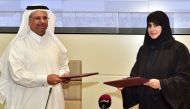 Prof Mariam Al-Maadeed and H.E. Sheikh Eng Faleh bin Nasser Al-Thani