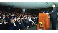 Dr Ibrahim Al Hussein, Director of Nursing at Aspetar, speaking at the First Aspetar Sports Medicine and Orthopedic Nursing Conference, yesterday. Pic: Kammutty VP / The Peninsula