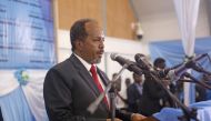 Former President of Somalia Hassan Sheikh Mohamud gives a speech during Somalia's new President Mohamed Abdullahi Mohamed's (not seen) inauguration ceremony in Mogadishu, Somalia on February 22, 2017. Sadak Mohamed - Anadolu Agency 
