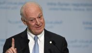 UN Special Envoy of the Secretary-General for Syria Staffan de Mistura gives a press conference during the Intra-Syrian peace talks at the European headquarters of the United Nations in Geneva, on March 3, 2017. / AFP / PHILIPPE DESMAZES

