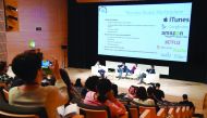 Participants on stage during the International Digital Distribution and Marketing discussion on day three of Qumra.