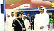 Emir H H Sheikh Tamim bin Hamad Al Thani visiting QITCOM 2017 at QNCC yesterday. 