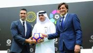 from left: Fernando Sanz, General Director, Middle East and North Africa of LaLiga; Hamad Abdullah Al Mulla, CEO of Katara Hospitality; and Adolfo Bara, GM Marketing and Sales of LaLiga, at the launch of LaLiga Lounge at Sheraton Hotel Park yesterday. Pic
