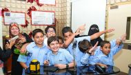 Participatants of  one of the schools at Qatar e-Nature Schools contest.