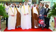 Minister of Economy and Commerce H E Sheikh Ahmed bin Jassim Al Thani along with other officials opening the sixth edition of Cityscape Qatar 2017 at the DECC, yesterday.