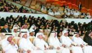 Prime Minister and Interior Minister H E Sheikh Abdullah bin Nasser bin Khalifa Al Thani attending the Education Conference 2017 and the National Scientific Research Week at Qatar National Convention Centre, yesterday.