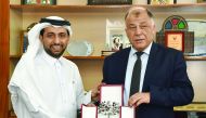 QU President Dr Hassan Al Derham (left) with the Minister of Education of the Republic of Tunisia, Dr Neji Jalloul. 