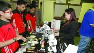 Students at the 10th Arab Open Robotics Championship began yesterday. 
