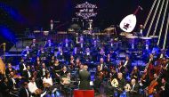Oud musicians performing at the opening of the ‘The Fifth String’ Festival at Katara Opera House.