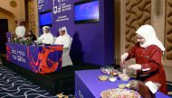 A live demonstration by famous Qatari Chef Aisha Al Tamimi at the Food Festival press conference held at Sharq Village and Spa, yesterday. Qassim Rahmatullah / The Peninsula